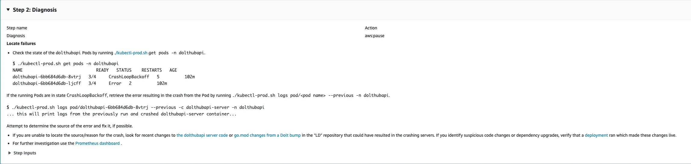 Runbook Diagnosis Stage