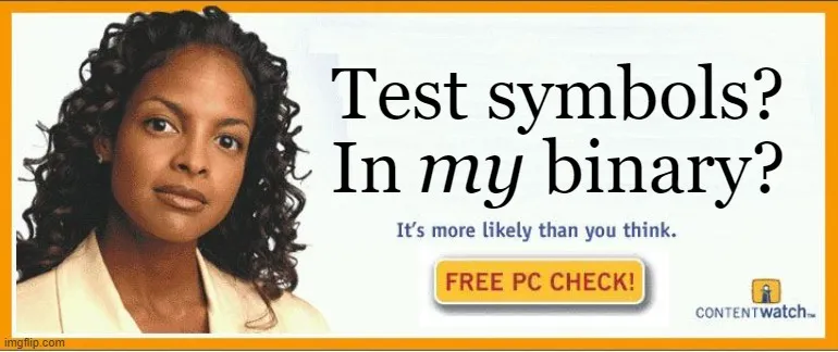 test symbols in my binary