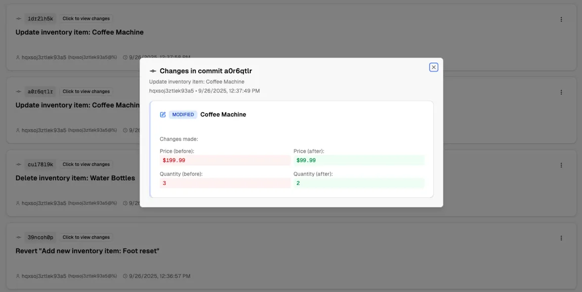 v0.app: Add item history prompt