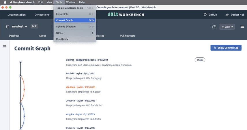 commit graph menu