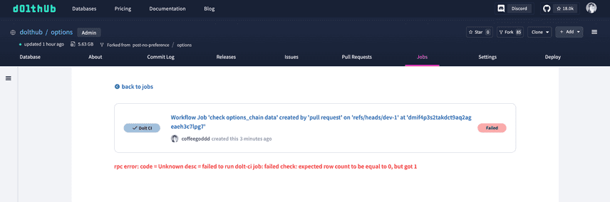 Dolt CI Pull Request Checks Failed Dev 1 Job Detail Page