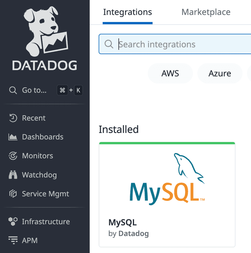 Datadog integrations page