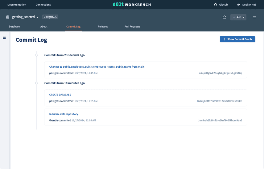 Doltgres new table commit log