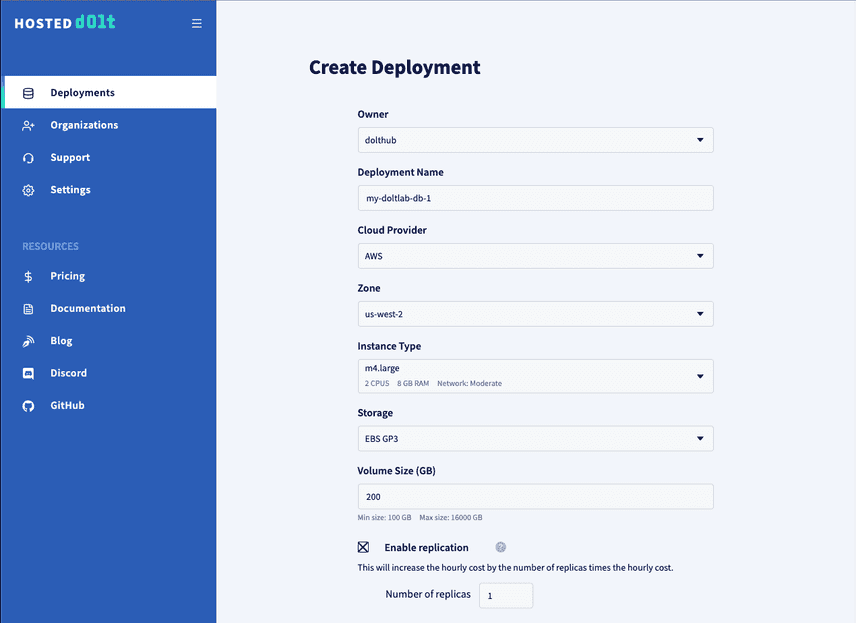 Create Deployment Page 1