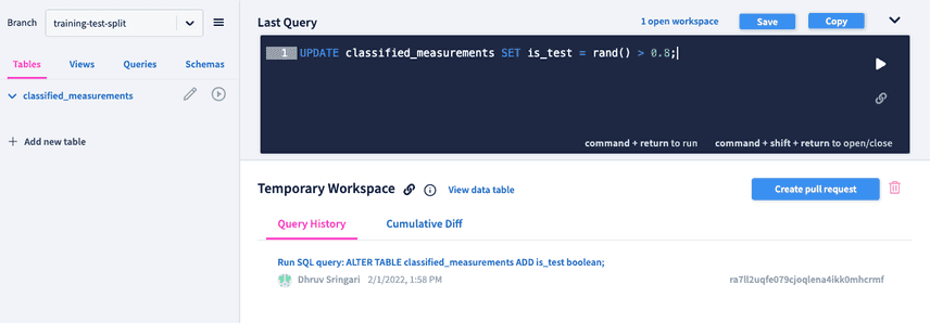 Populating is_test column