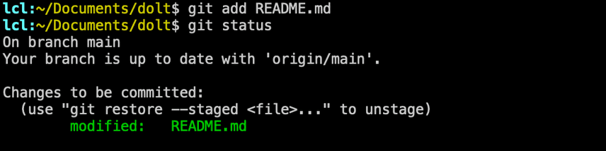 Git Status Staged